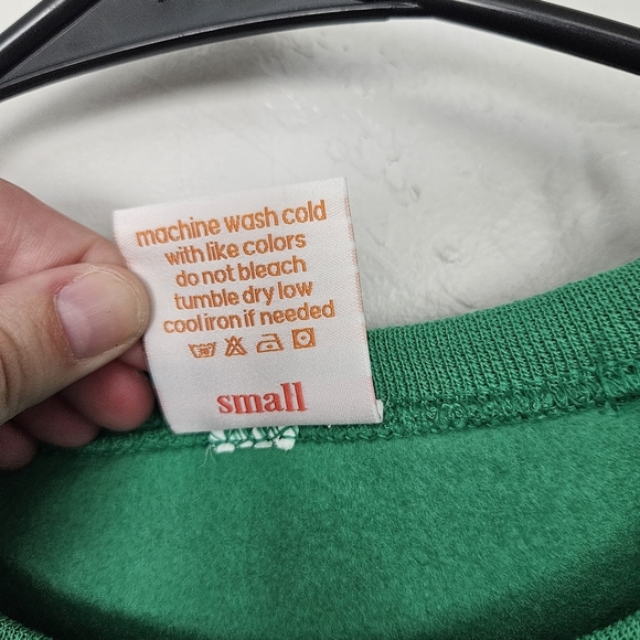 Tia Bee Women's Small Oversized Green Becoming Pullover Sweatshirt Pink Flower - Picture 3 of 6